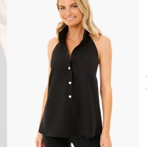 Tuckernuck Black Halter Button-Front Blouse